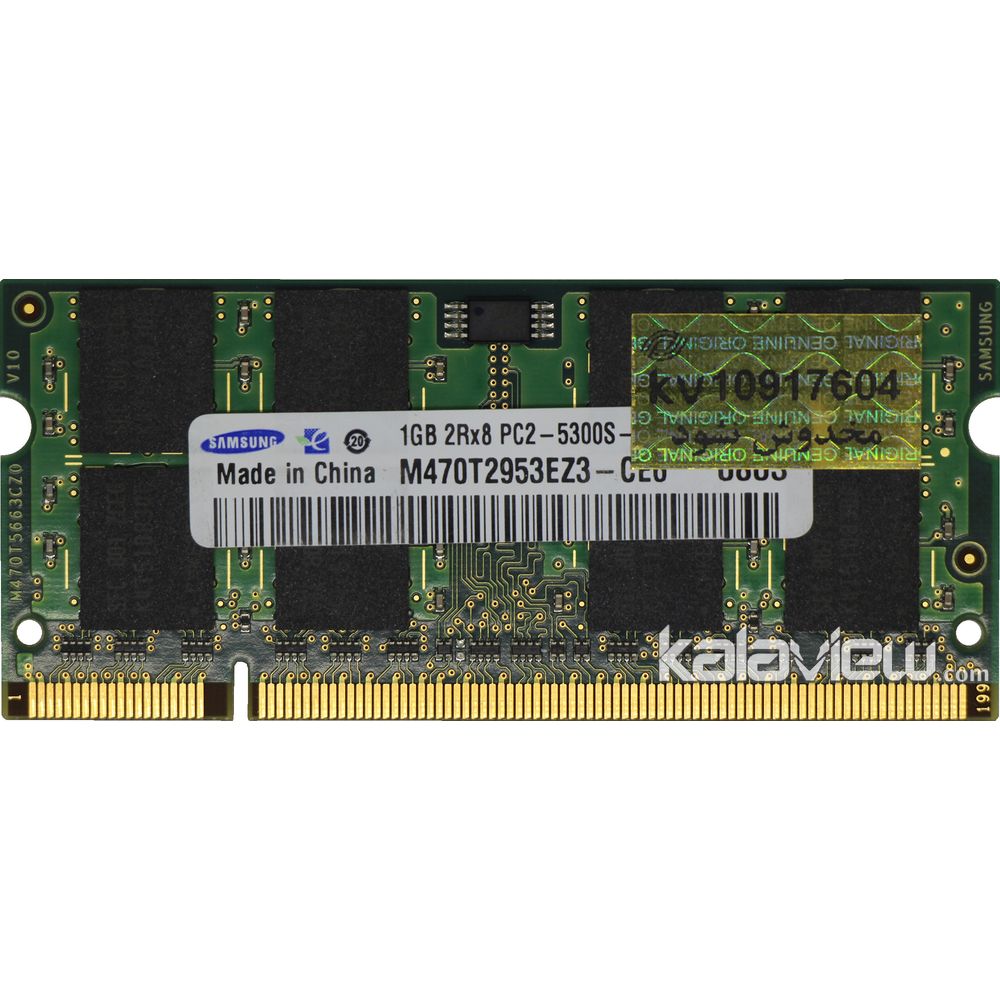 رم لپ تاپ سامسونگ 1GB مدل DDR2 باس 667MHZ/5300 چین CN M470T2953EZ3-CE6 0803 تایمینگ CL5