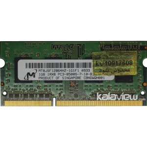 رم لپ تاپ میکرون 1GB مدل DDR3 باس 1066MHZ/8500 سنگاپور MT8JSF12864HZ-1G1F1 تایمینگ CL7