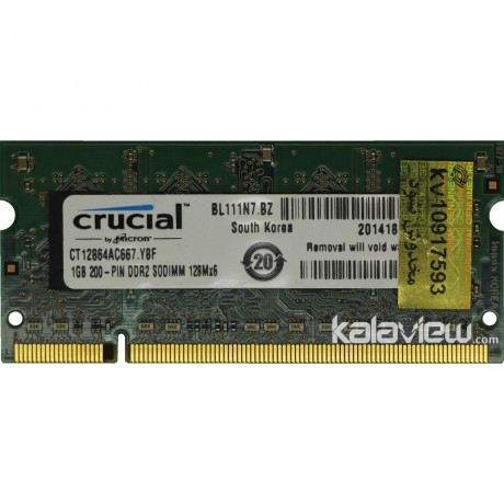 رم لپ تاپ کروشیال 1GB مدل DDR2 باس 667MHZ/5300 کره CT12864AC667.Y8F تایمینگ CL5