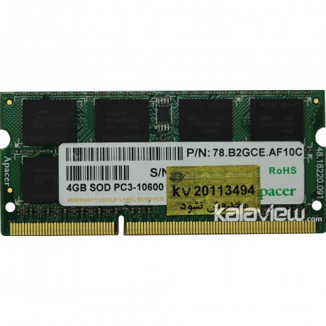 رم لپ تاپ اپیسر 4GB مدل DDR3 باس 1333MHZ/10600 چین 78.B2GC9.AF1 تایمینگ CL9