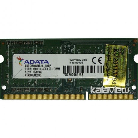 رم لپ تاپ ای دیتا 4GB مدل DDR3L باس 1600MHZ/12800 چین ADDS1600W4G11-BMIP تایمینگ CL11