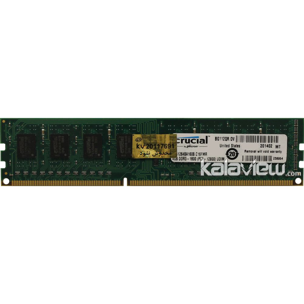 رم کامپیوتر کروشیال 4GB مدل DDR3 باس 1600MHZ/12800 آمریکا CT51264BA160B.C16FMR تایمینگ CL11